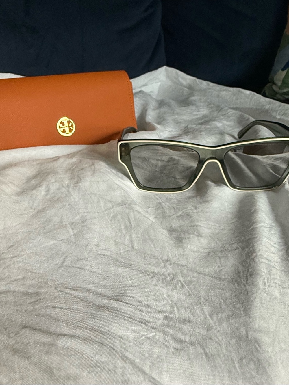Tory Burch Orange Sunglasses Case with Gray Sunglasses